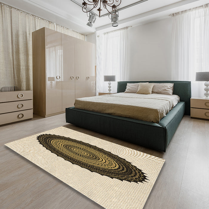 Patterned Golden Blonde Gold Rug in a Bedroom, pat996brn
