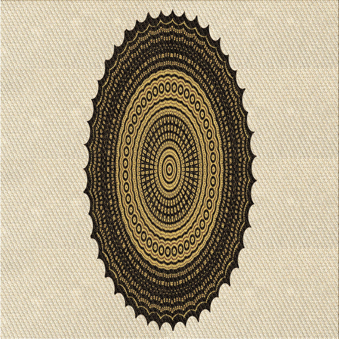 Round Patterned Golden Blonde Gold Rug, pat996brn