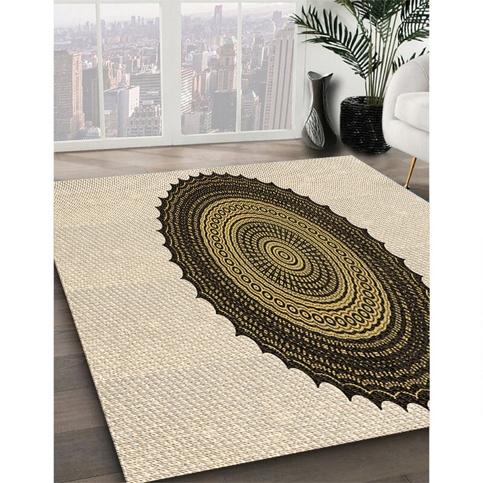 Patterned Golden Blonde Gold Rug in Family Room, pat996brn