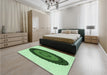 Patterned Green Rug in a Bedroom, pat996grn