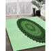 Patterned Green Rug in Family Room, pat996grn