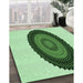 Machine Washable Transitional Green Rug in a Family Room, wshpat996grn