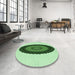 Round Patterned Green Rug in a Office, pat996grn