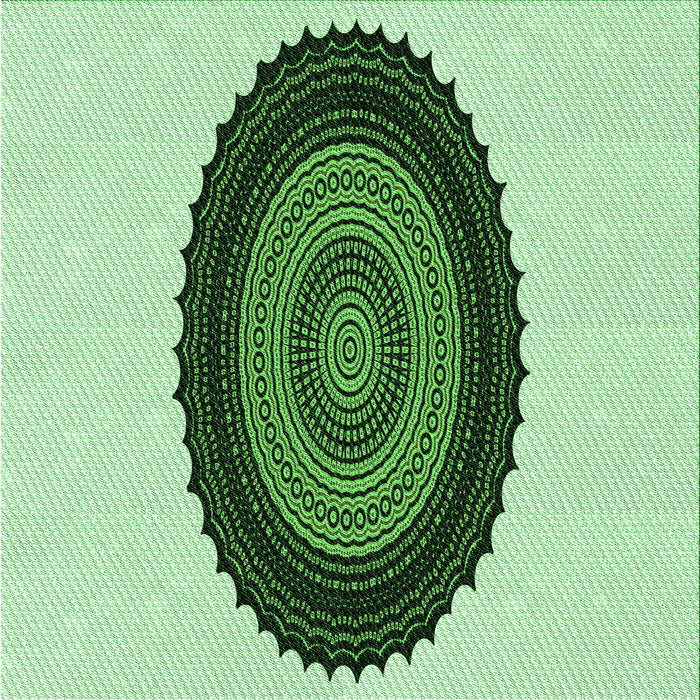 Round Patterned Green Rug, pat996grn