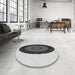 Round Patterned Ash Gray Rug in a Office, pat996gry
