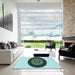 Square Patterned Light Aquamarine Green Rug in a Living Room, pat996lblu