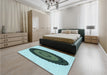 Patterned Light Aquamarine Green Rug in a Bedroom, pat996lblu