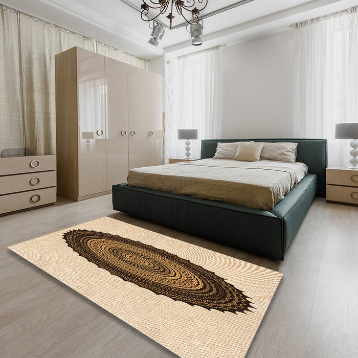 Patterned Golden Blonde Gold Rug in a Bedroom, pat996org