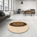 Round Patterned Golden Blonde Gold Rug in a Office, pat996org