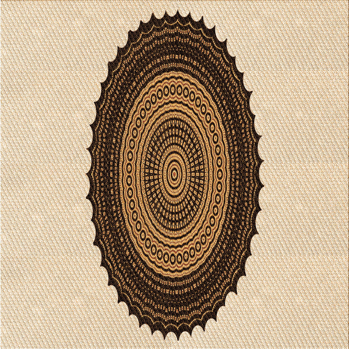 Round Patterned Golden Blonde Gold Rug, pat996org