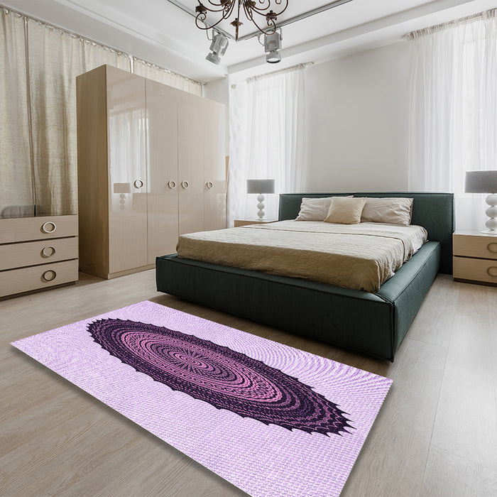 Patterned Orchid Purple Rug in a Bedroom, pat996pur