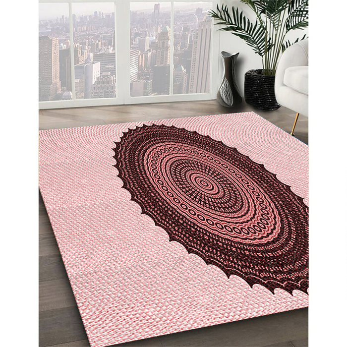 Patterned Light Red Pink Rug in Family Room, pat996rd