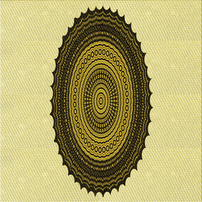 Round Patterned Mustard Yellow Rug, pat996yw