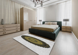 Patterned Gray Novelty Rug in a Bedroom, pat996
