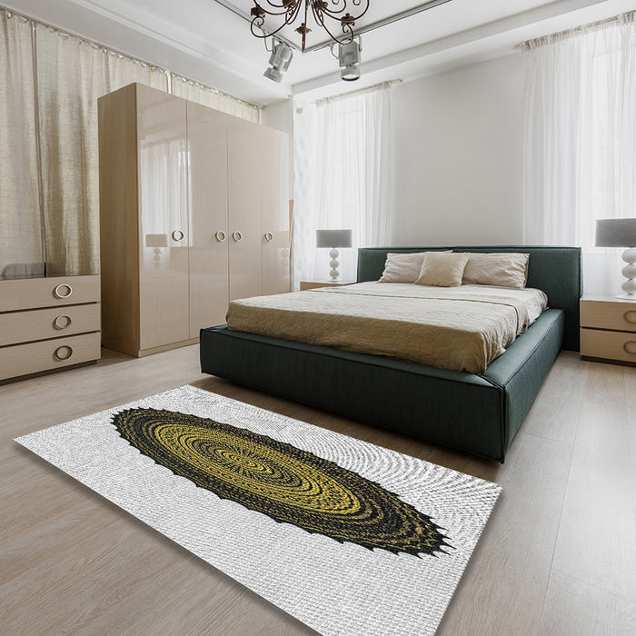 Patterned Gray Novelty Rug in a Bedroom, pat996
