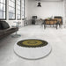 Round Patterned Gray Novelty Rug in a Office, pat996