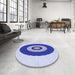 Round Patterned Blue Rug in a Office, pat997blu