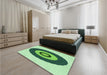 Round Machine Washable Transitional Light Green Rug in a Office, wshpat997grn