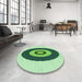 Round Patterned Light Green Rug in a Office, pat997grn