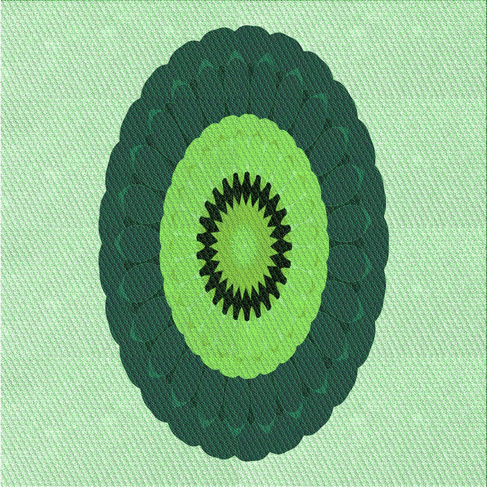 Round Patterned Light Green Rug, pat997grn