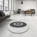 Round Patterned Gray Rug in a Office, pat997gry