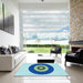 Machine Washable Transitional Blue Ivy Blue Rug in a Kitchen, wshpat997lblu