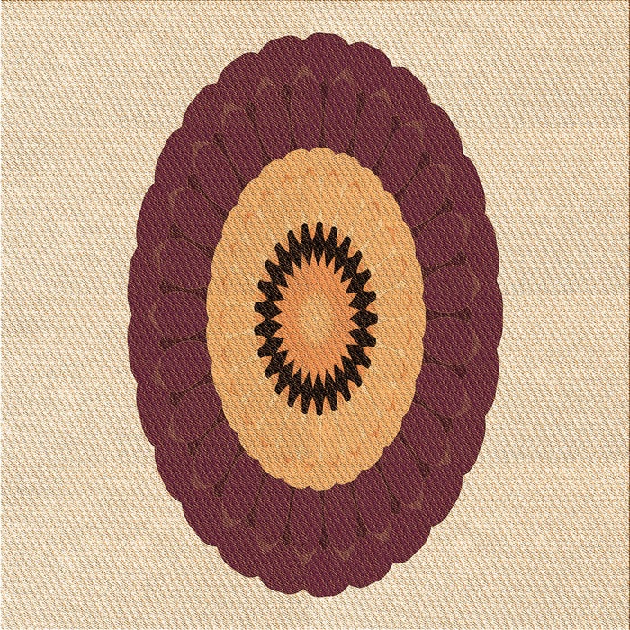 Round Patterned Deep Peach Orange Rug, pat997org