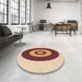 Round Patterned Deep Peach Orange Rug in a Office, pat997org