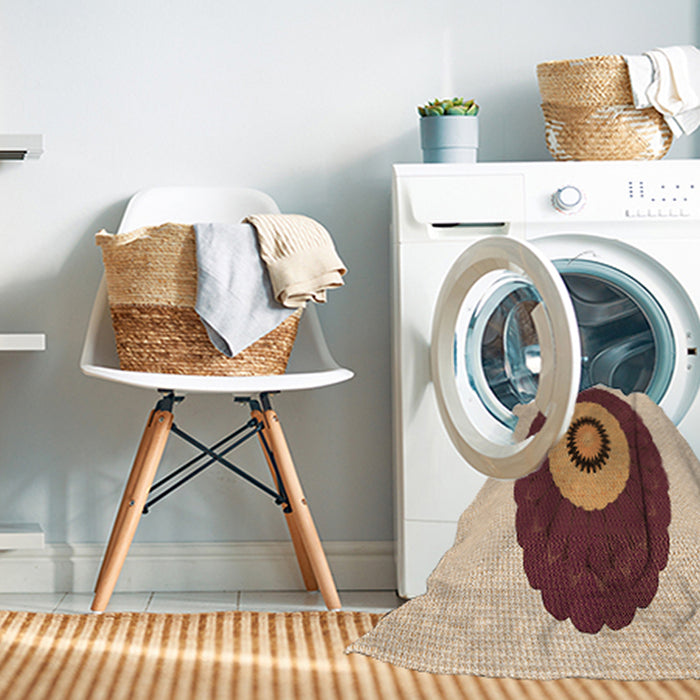 Machine Washable Transitional Deep Peach Orange Rug in a Washing Machine, wshpat997org