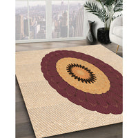 Patterned Deep Peach Orange Rug, pat997org