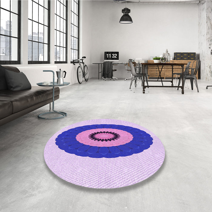 Round Patterned Blossom Pink Rug in a Office, pat997pur