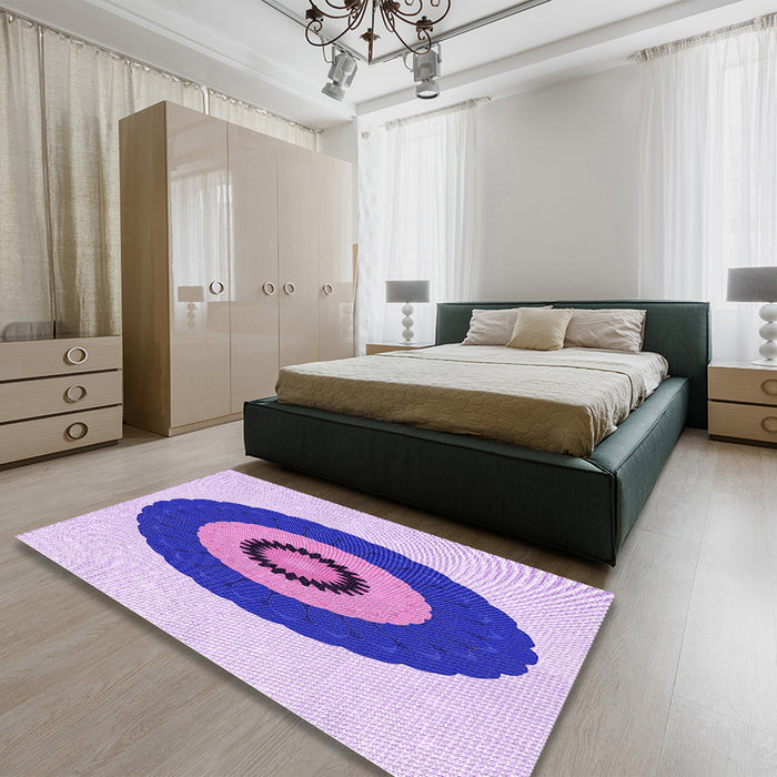 Patterned Blossom Pink Rug in a Bedroom, pat997pur