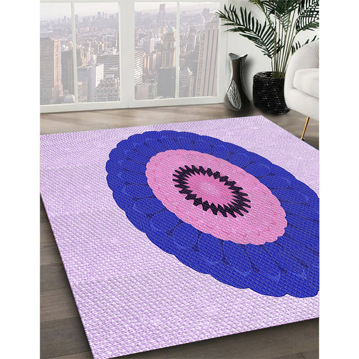 Patterned Blossom Pink Rug in Family Room, pat997pur