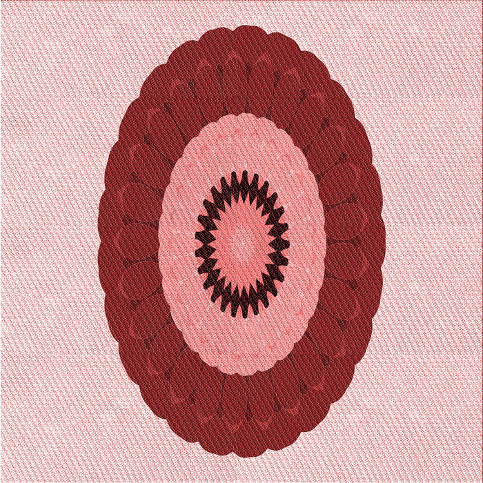 Round Patterned Red Rug, pat997rd