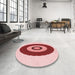 Round Patterned Red Rug in a Office, pat997rd