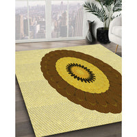 Patterned Dark Bisque Brown Rug, pat997yw