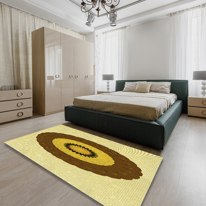 Patterned Dark Bisque Brown Rug in a Bedroom, pat997yw