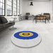 Round Patterned Azure Blue Novelty Rug in a Office, pat997