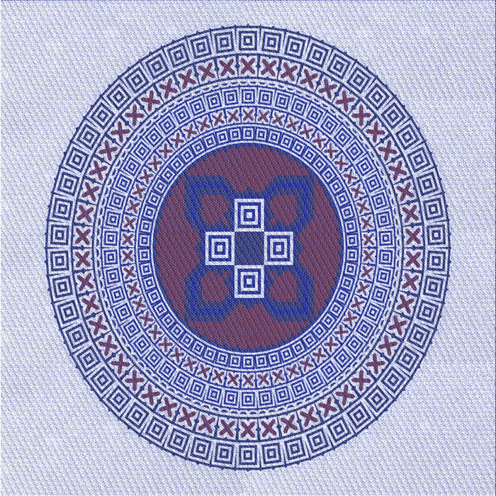 Round Patterned Blue Rug, pat998blu