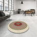 Round Patterned Sienna Brown Rug in a Office, pat998brn