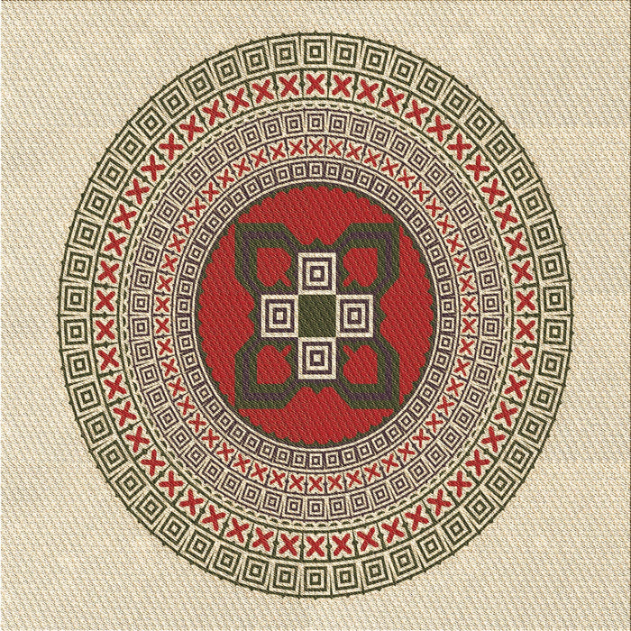 Round Patterned Sienna Brown Rug, pat998brn