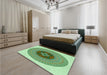 Round Machine Washable Transitional Green Rug in a Office, wshpat998grn