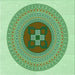 Round Patterned Green Rug, pat998grn