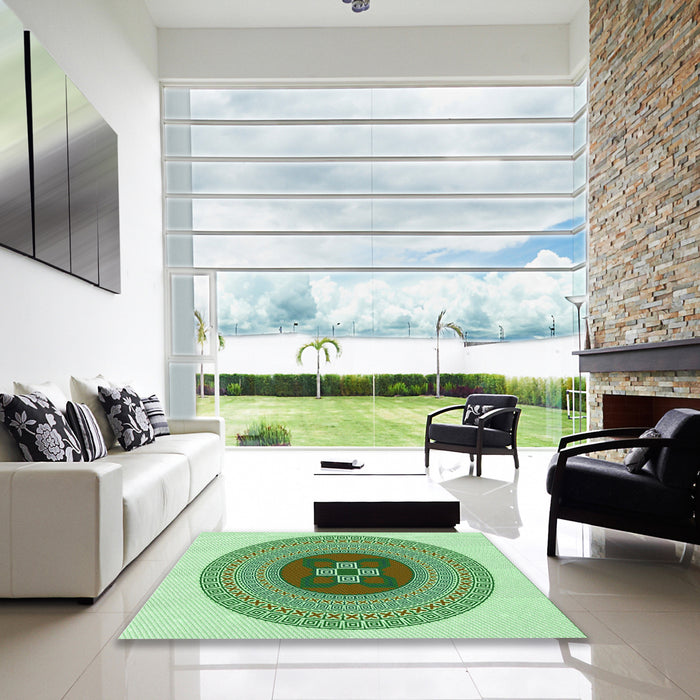 Machine Washable Transitional Green Rug in a Kitchen, wshpat998grn