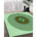 Machine Washable Transitional Green Rug in a Family Room, wshpat998grn