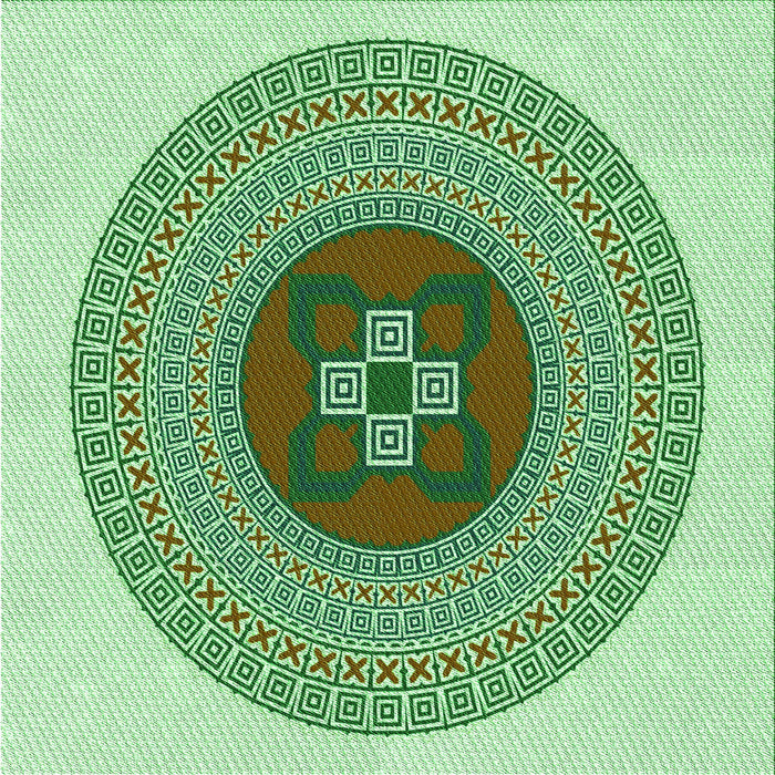 Round Machine Washable Transitional Green Rug, wshpat998grn
