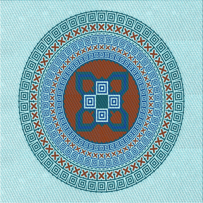 Round Patterned Steel Blue Rug, pat998lblu