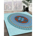Patterned Steel Blue Rug in Family Room, pat998lblu