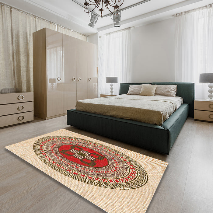 Patterned Golden Blonde Gold Rug in a Bedroom, pat998org