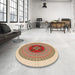 Round Patterned Golden Blonde Gold Rug in a Office, pat998org